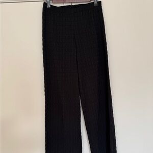Francesca's Collections Black Crinkle Texture Smocked Wide Leg Pants Small